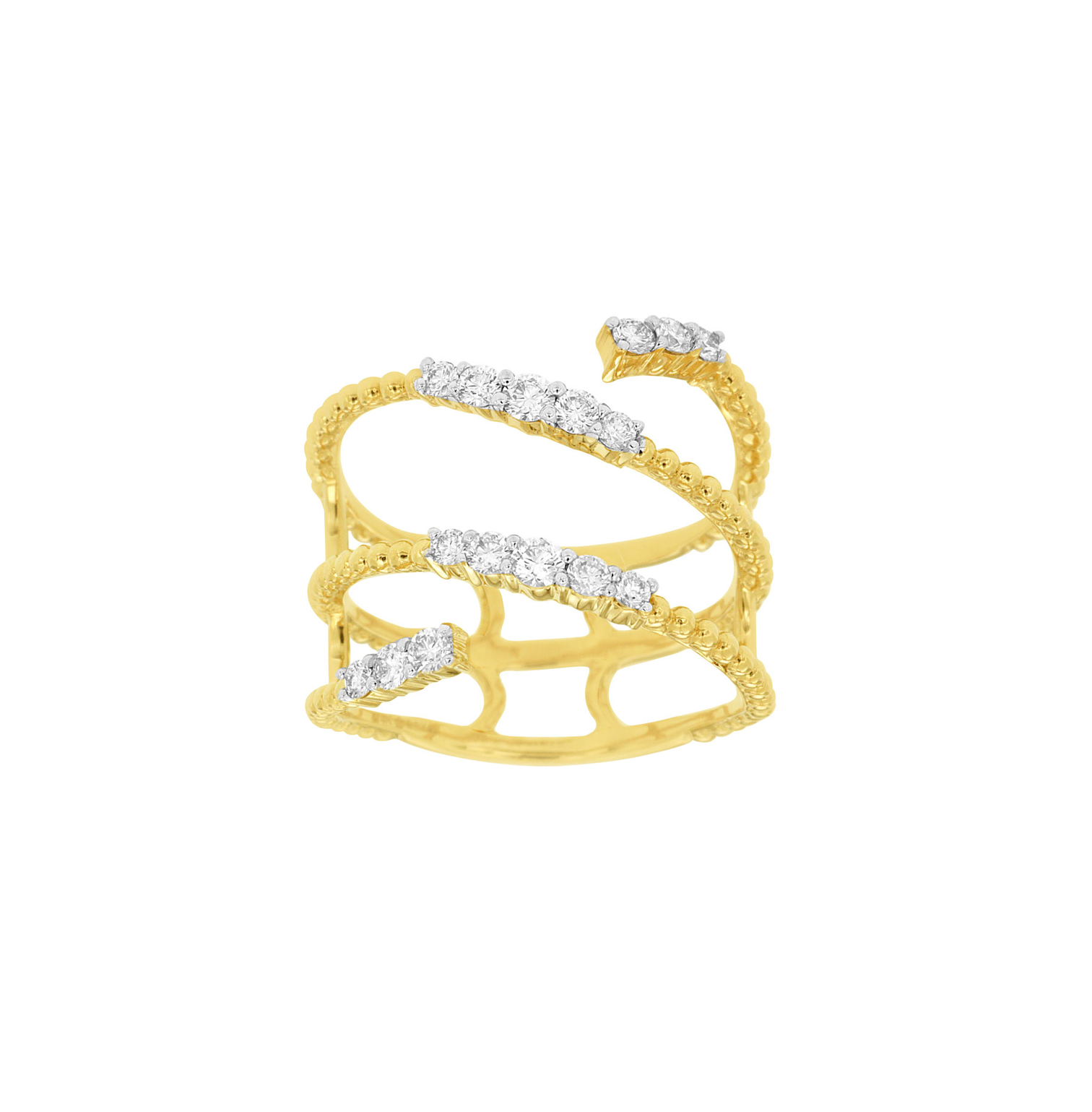 Sabel Collection Yellow Gold Diamond and Beaded Wrap Ring